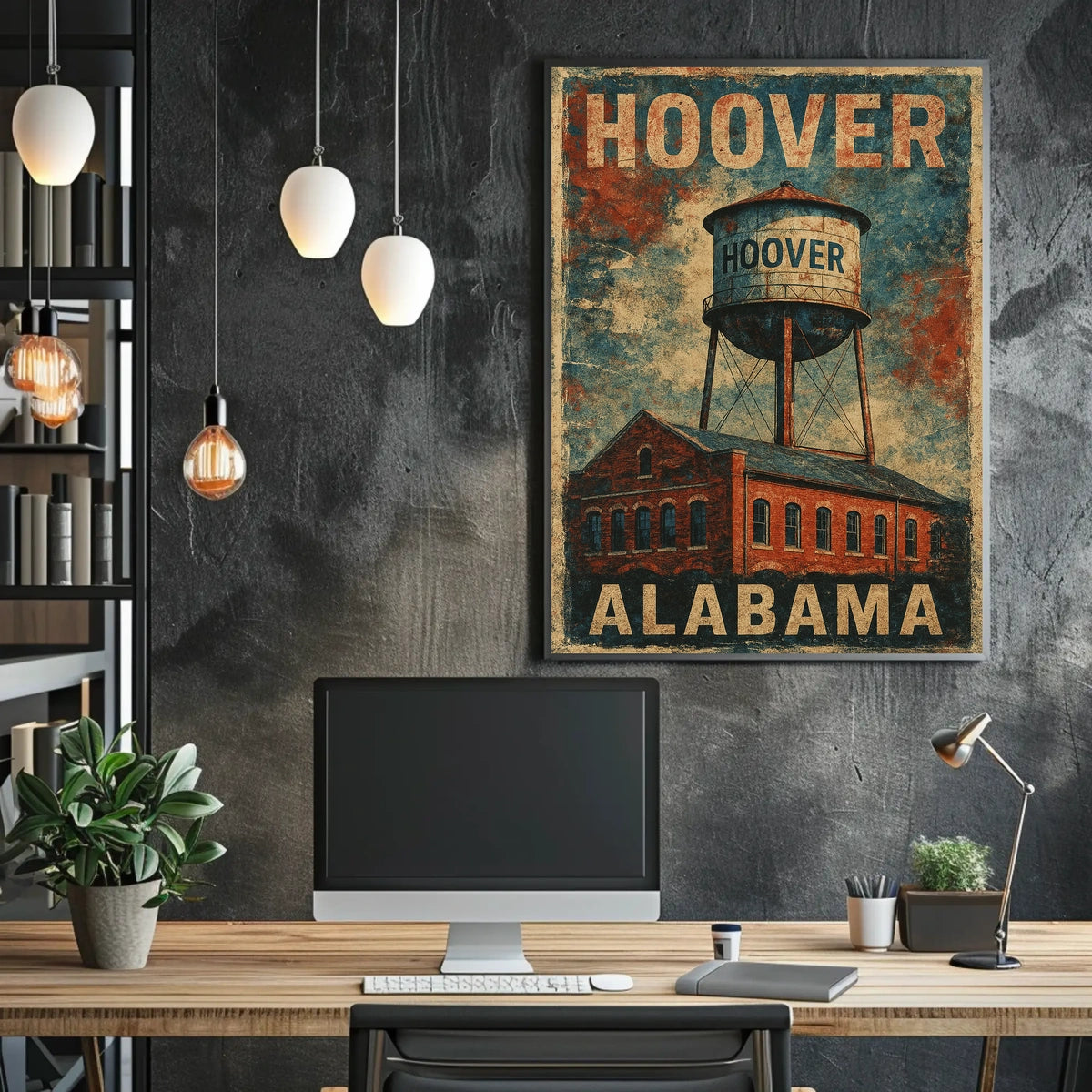 Hoover Alabama Water Tower Cultural Heritage Retro Poster