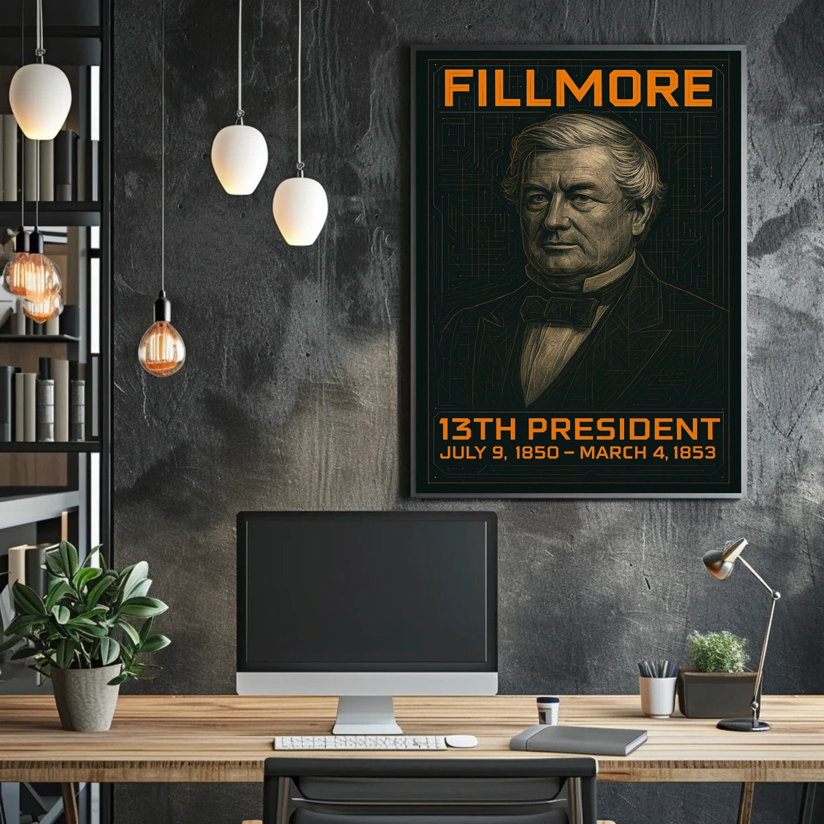 Millard Fillmore 13th President of the United States Techno Schematic Poster