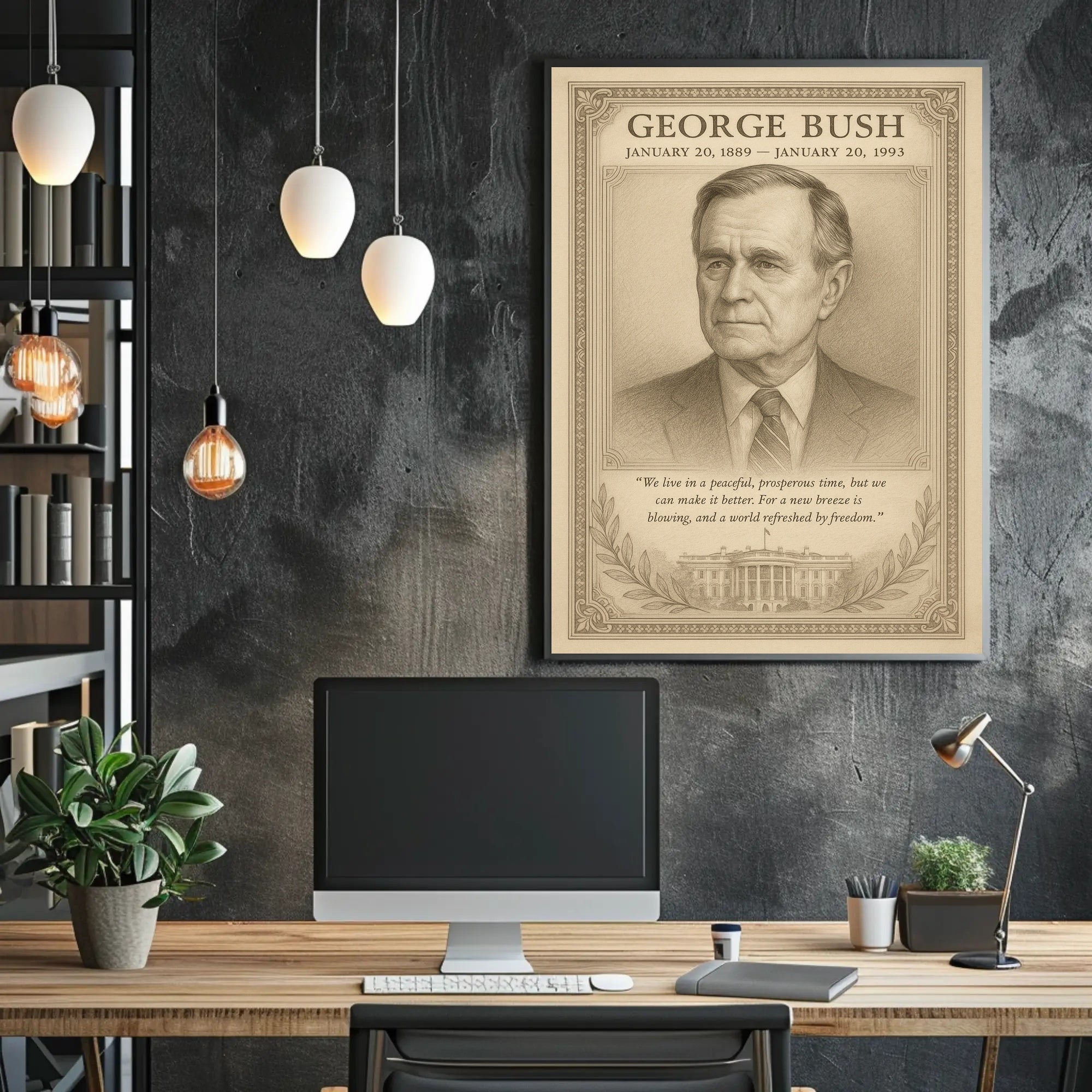 George Bush Presidential Tribute Sketch Poster PosterGoat