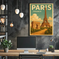 Paris, France Iconic Landmarks Poster