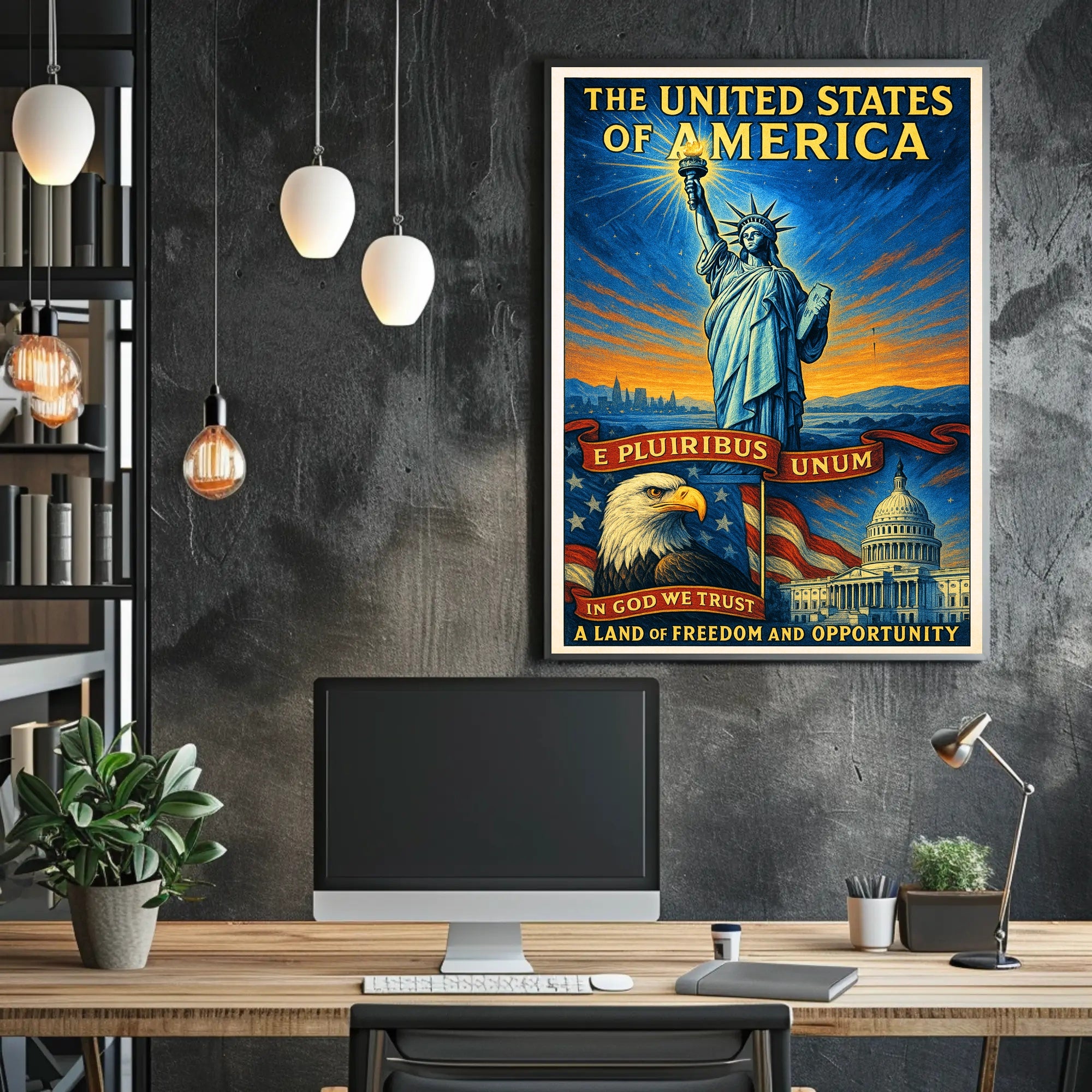The United States of America Land of Freedom and Opportunity Poster PosterGoat