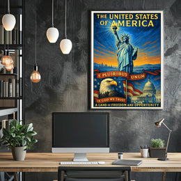 The United States of America Land of Freedom and Opportunity Poster PosterGoat