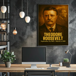 Theodore Roosevelt Poster Vintage Analog Film Aesthetic Presidential Portrait Wall Art Historical Print