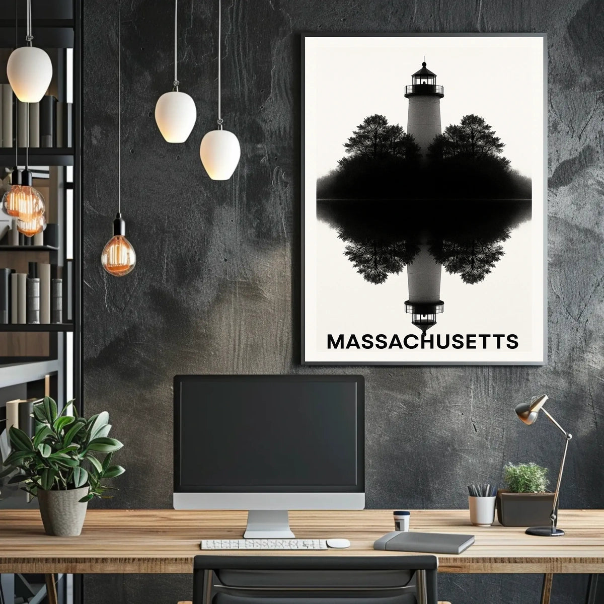 Massachusetts Lighthouse Reflection Poster