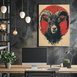 Majestic Ram Art Print Poster for Home Decor PosterGoat