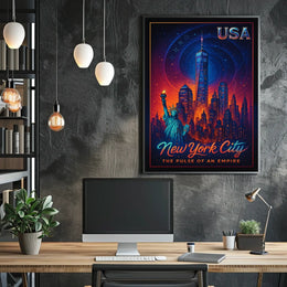 New York City Skyline Retro-Futuristic Poster Art