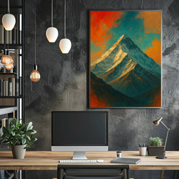 Majestic Mountain Peak Digital Artwork Poster
