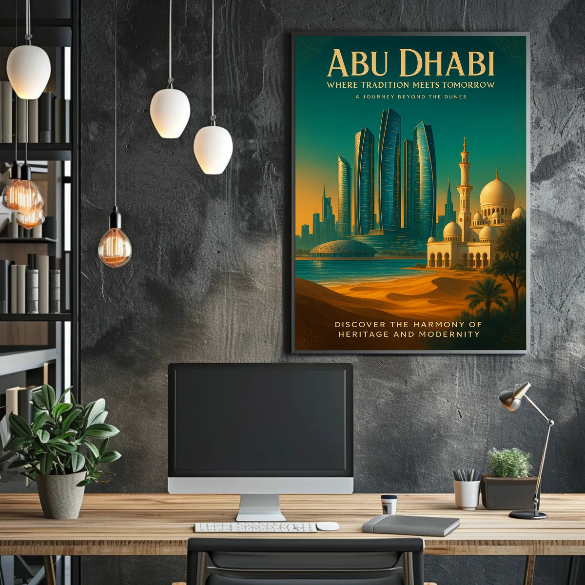 Abu Dhabi Architectural Marvel Travel Poster