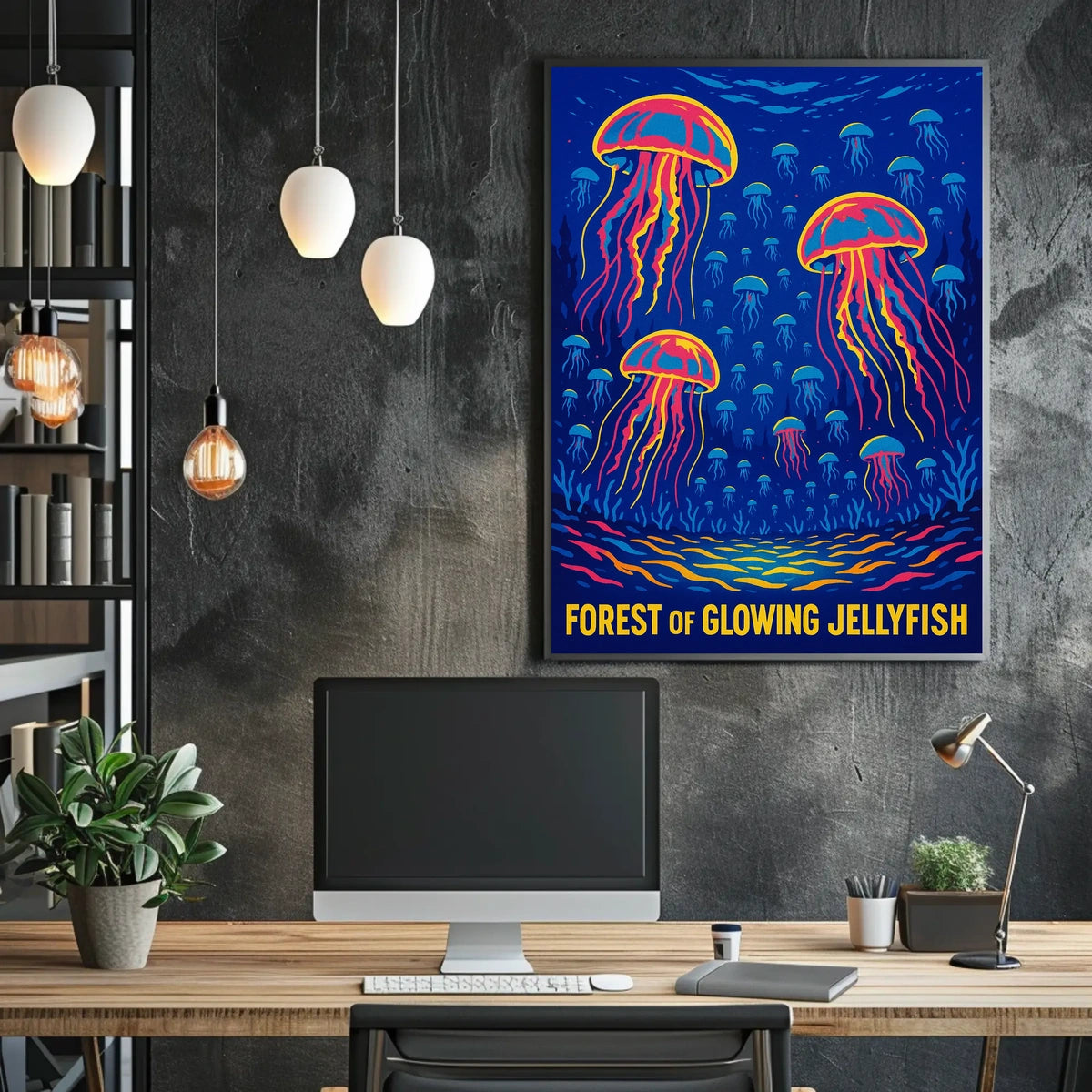 Forest of Glowing Jellyfish Poster
