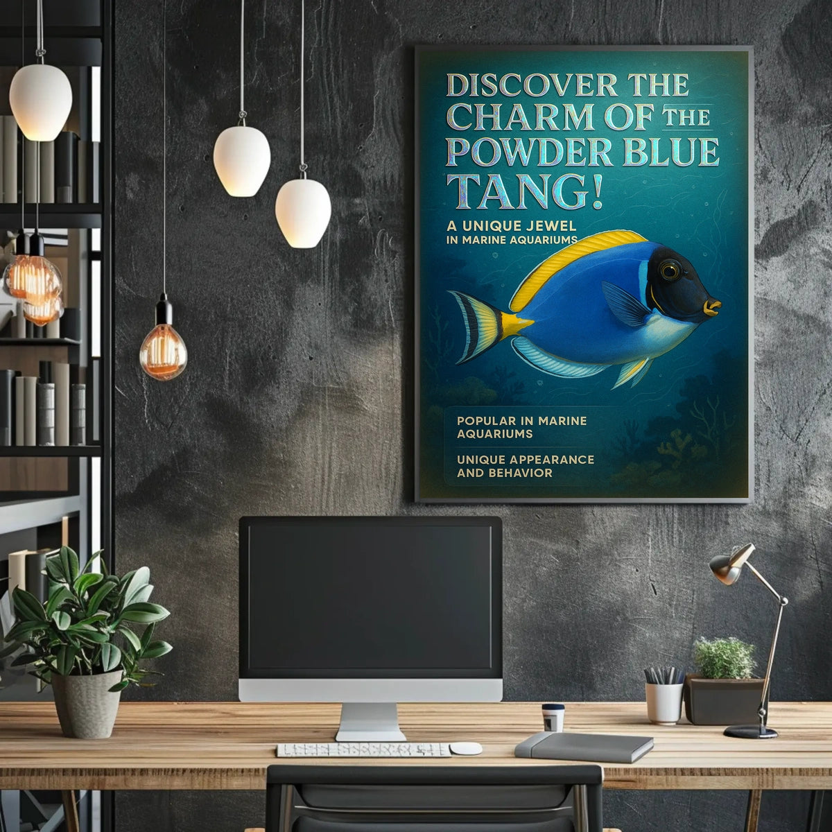 Powder Blue Tang Illustration: Captivating Animal Poster