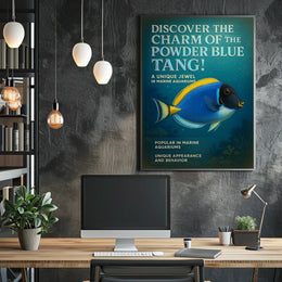 Powder Blue Tang Illustration: Captivating Animal Poster