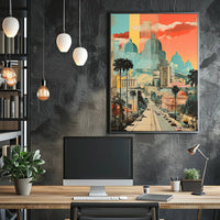 Urban Vibrance: Classic Meets Modern Architectural Travel Poster