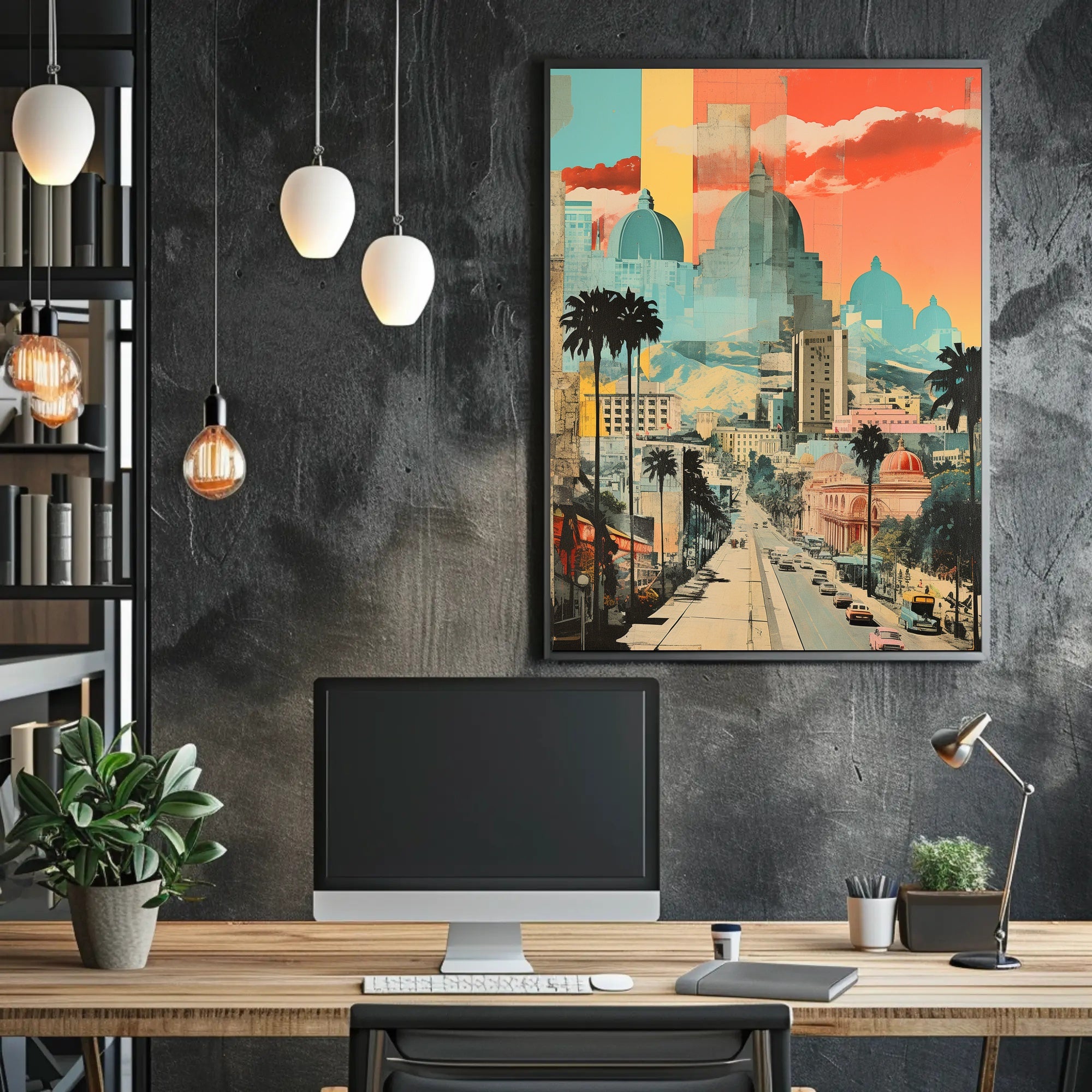 Urban Vibrance: Classic Meets Modern Architectural Travel Poster