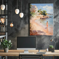 Serene Beach Walk Mediterranean Travel Poster