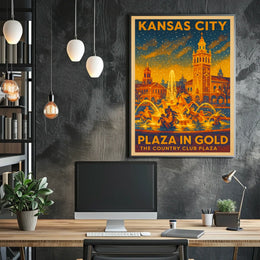 Kansas City Plaza in Gold Poster
