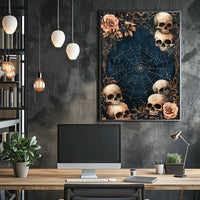 Gothic Skull and Roses Artistic Decor Poster