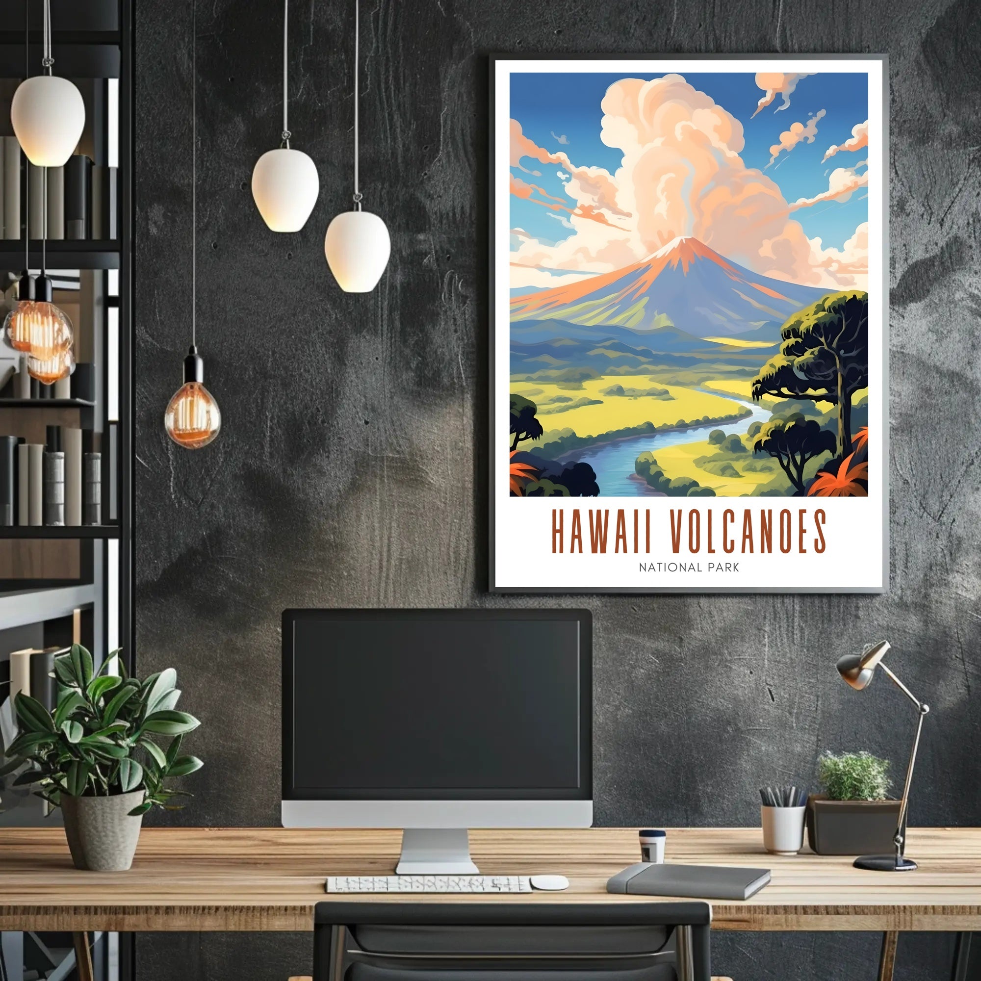 Hawaii Volcanoes National Park Poster Vintage Travel