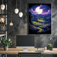 Moonlit Countryside: Enchanting Rural Landscape Poster