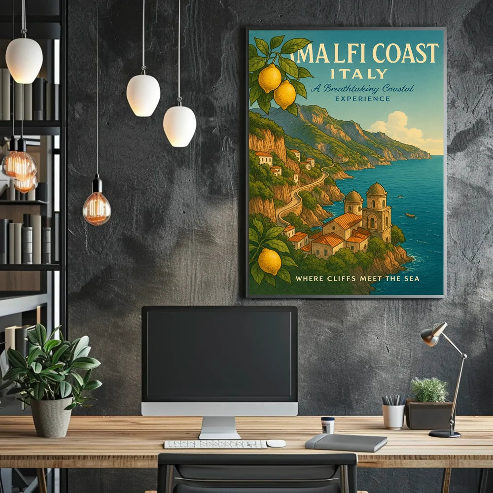 Amalfi Coast Travel Destination Art Poster