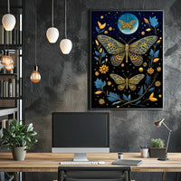 Ethereal Moths in Nature-Inspired Artistic Poster