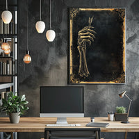 Eerie Skeletal Hand Holding Arrow Abstract, Artistic Poster