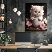 Kitten In A Cup Poster PosterGoat