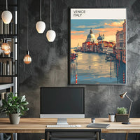 Venice's vibrant canals: Italian heritage travel poster