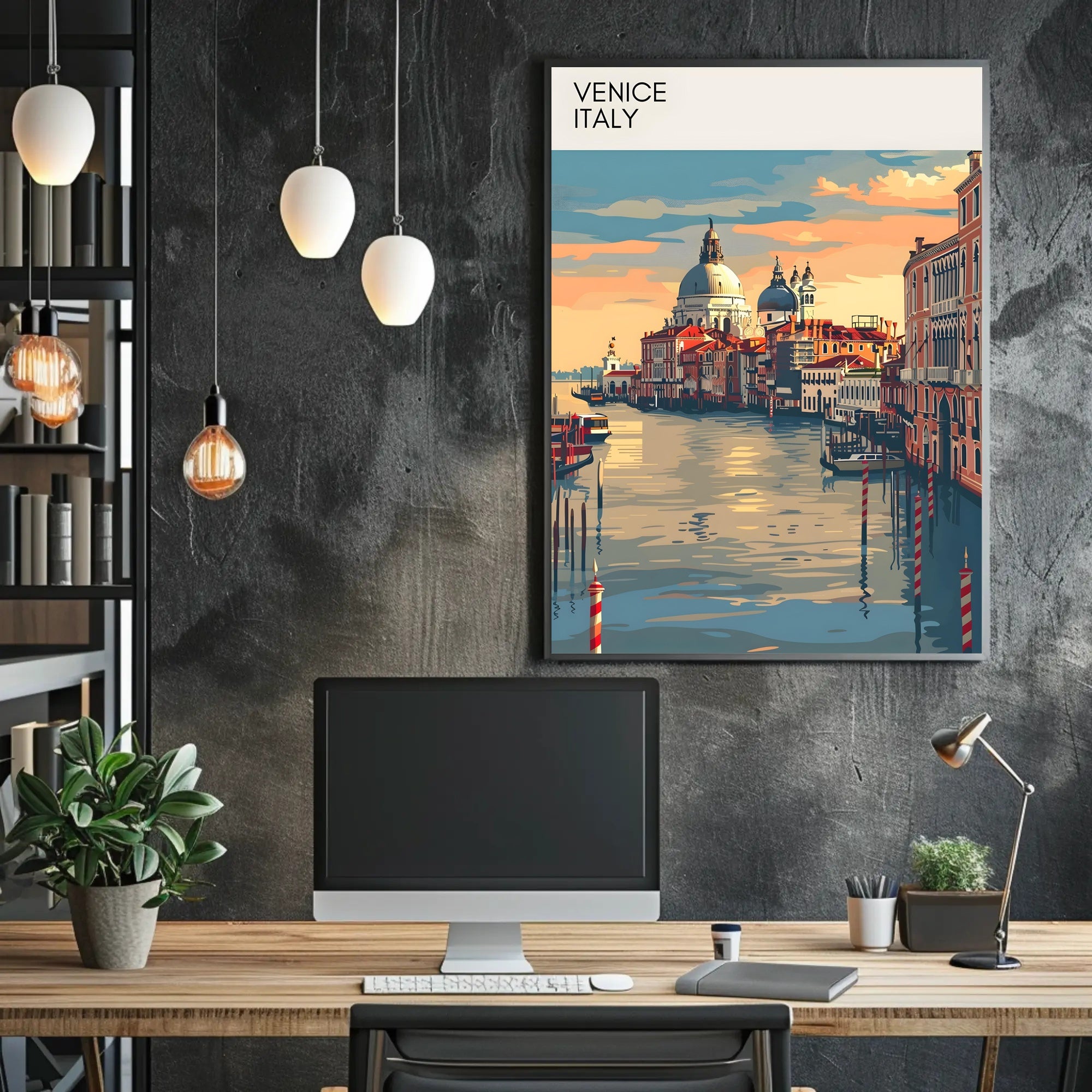 Venice's vibrant canals: Italian heritage travel poster