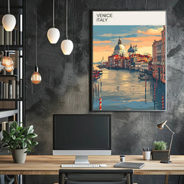 Venice's vibrant canals: Italian heritage travel poster
