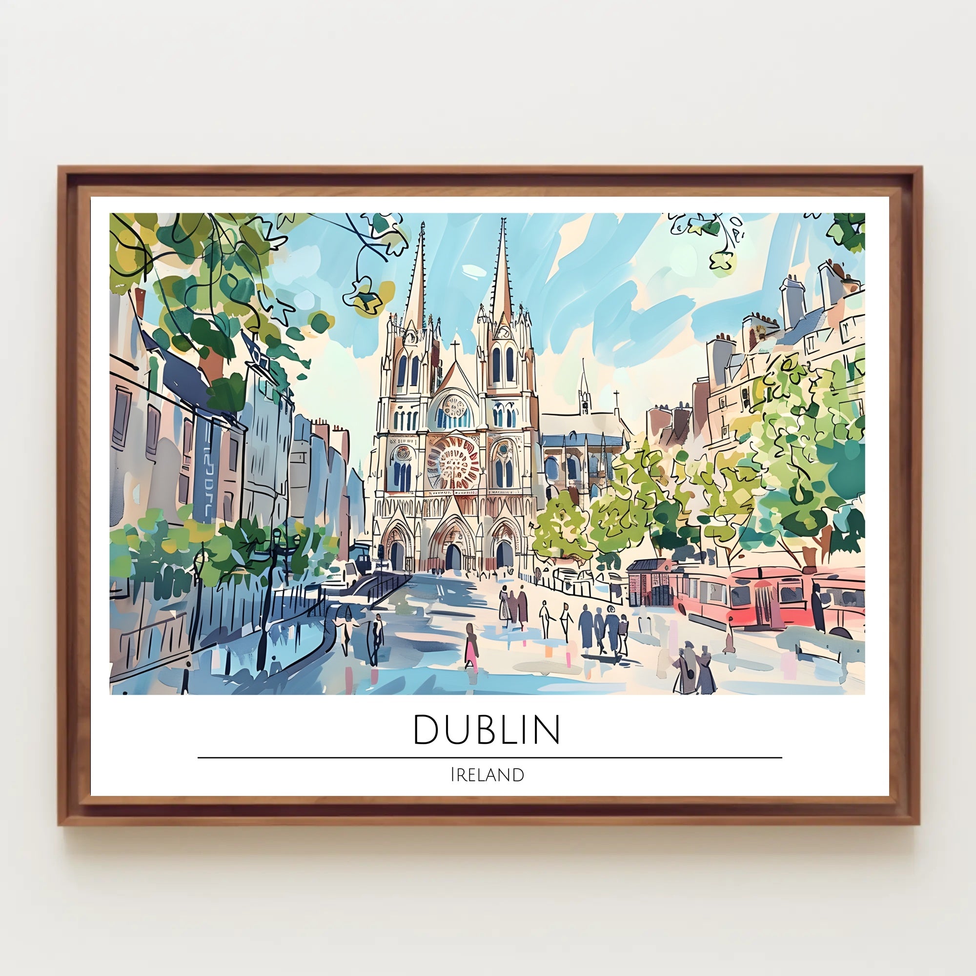 Dublin Cityscape Illustration Poster PosterGoat