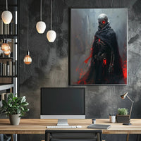 Dark Fantasy Skeleton Poster with Red Accents PosterGoat
