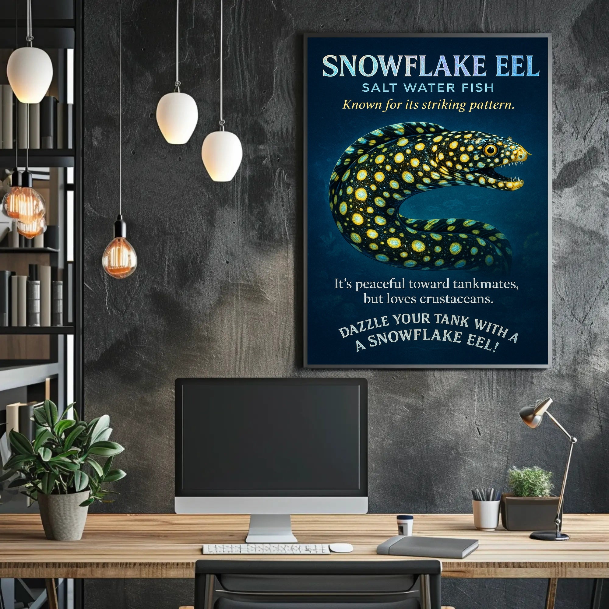 Snowflake Eel Poster Saltwater Fish Striking Marine Art