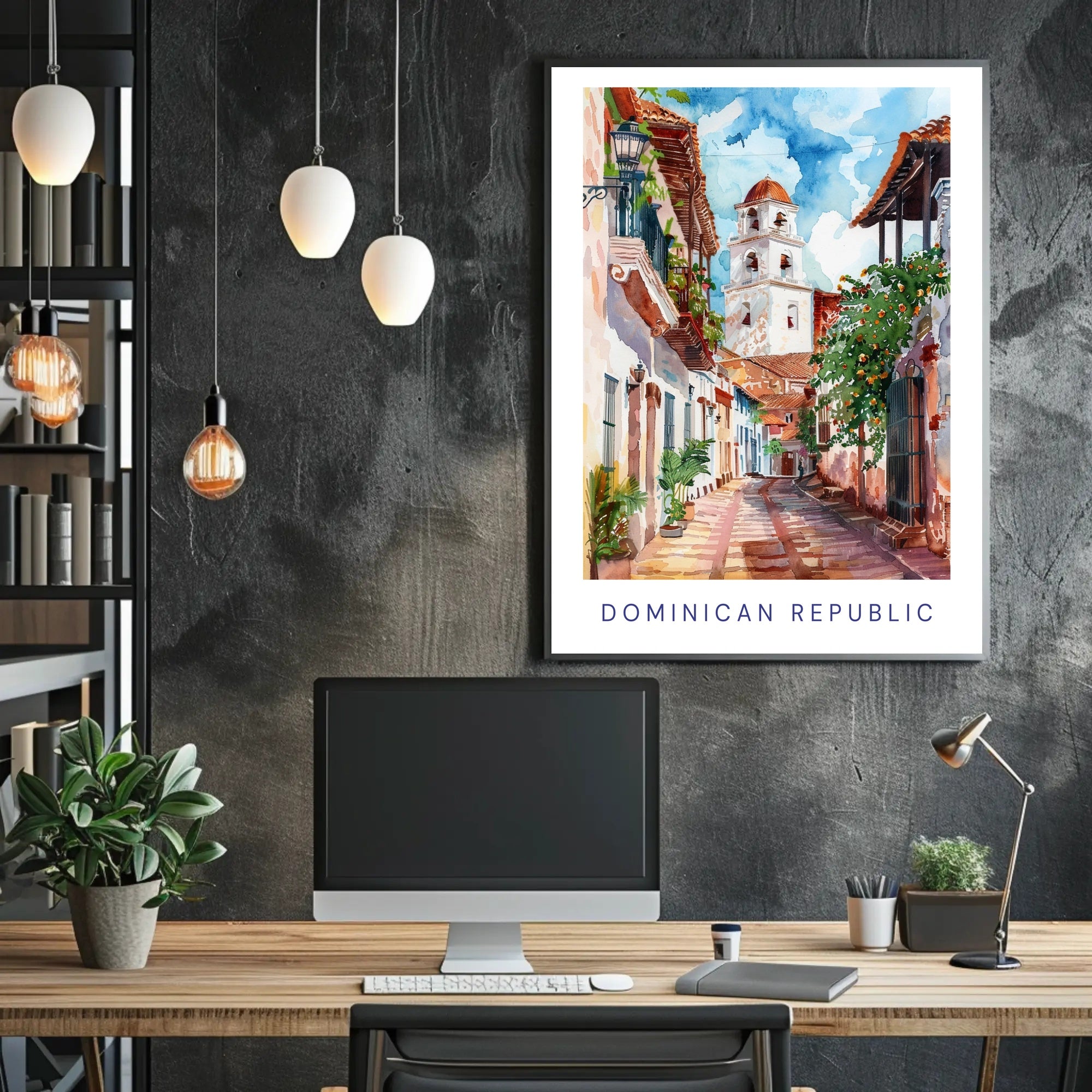 Dominican Republic Street Scene Vibrant Cultural or Heritage Poster PosterGoat