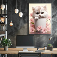 Kitten In A Cup Poster PosterGoat
