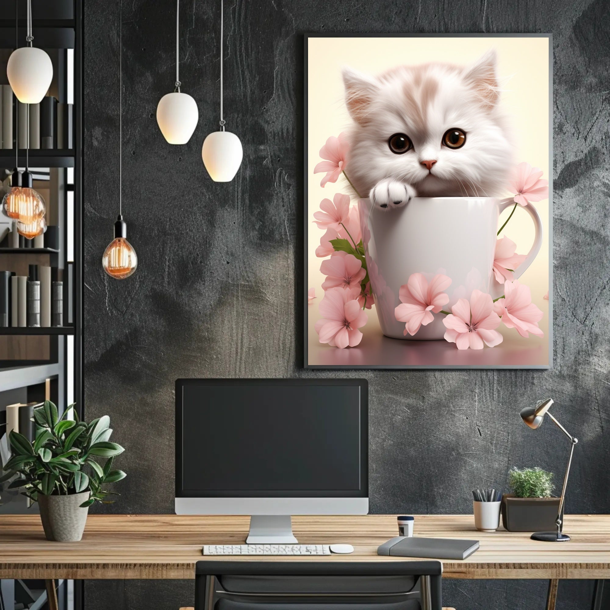 Kitten In A Cup Poster PosterGoat