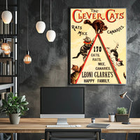 The Clever Cats Vintage Performance Animal Poster