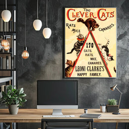The Clever Cats Vintage Performance Animal Poster