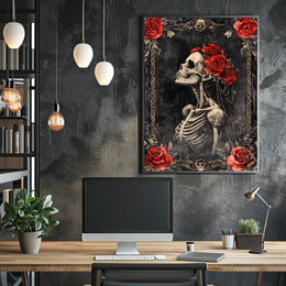 Gothic Floral Skeleton Art Print Pop Culture Poster