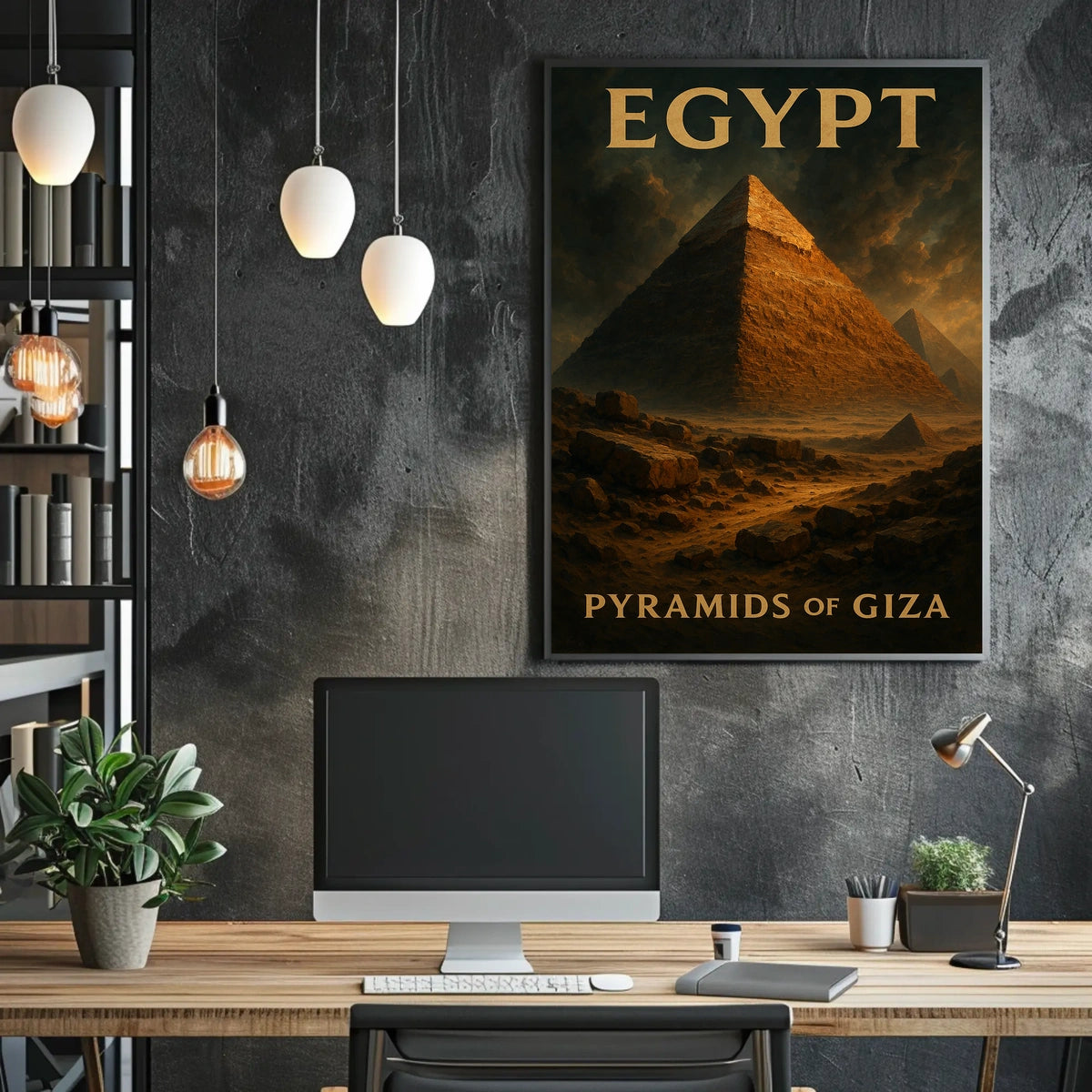 Giza Pyramids Vintage Travel Poster