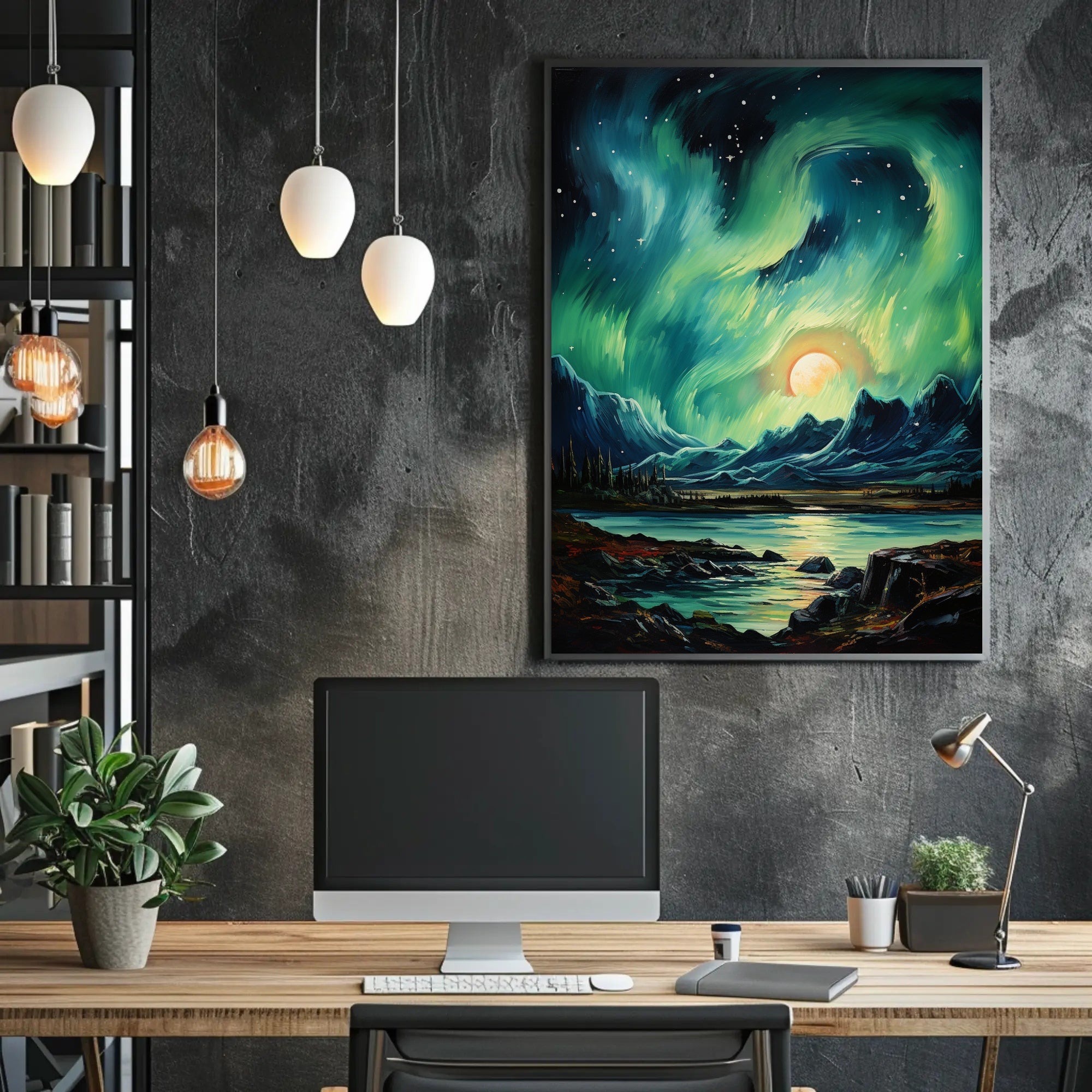 Aurora Over The Mountains Poster