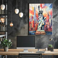 Statue Of Liberty Geometric NYC Poster Abstract Wall Art