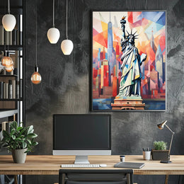 Statue Of Liberty Geometric NYC Poster Abstract Wall Art