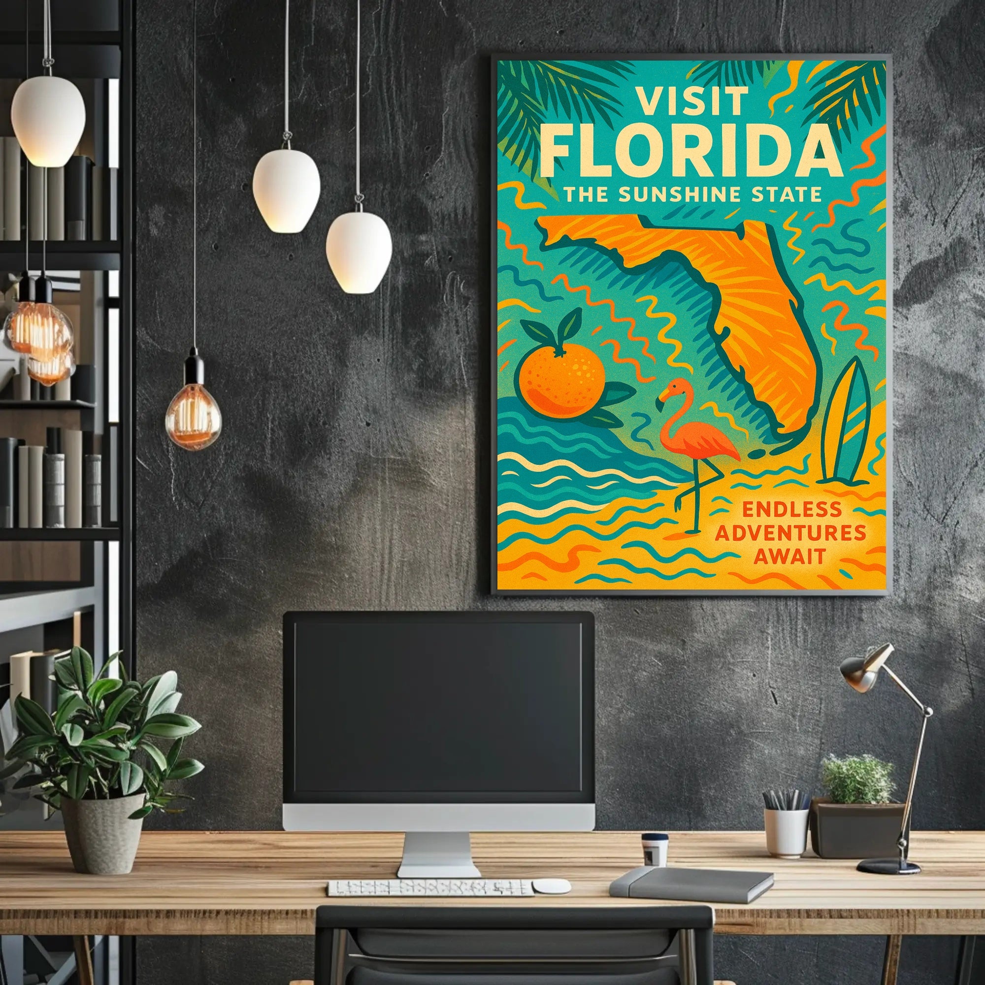 Florida Travel Poster Vintage Sunshine State Print