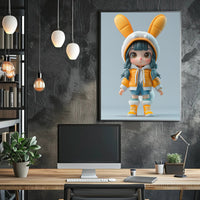 Cute Cartoon Child in Bunny Outfit Pop Culture Poster PosterGoat