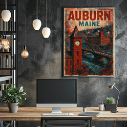 Auburn Maine Vintage Charm Wanderlust Decor Poster