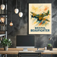 Bristol Beaufighter WWII Vintage Aviation Art Poster