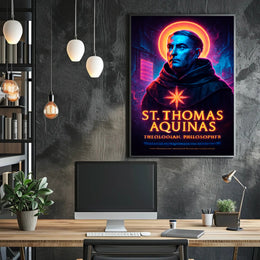 St. Thomas Aquinas Neon Portrait Cultural or Heritage Poster