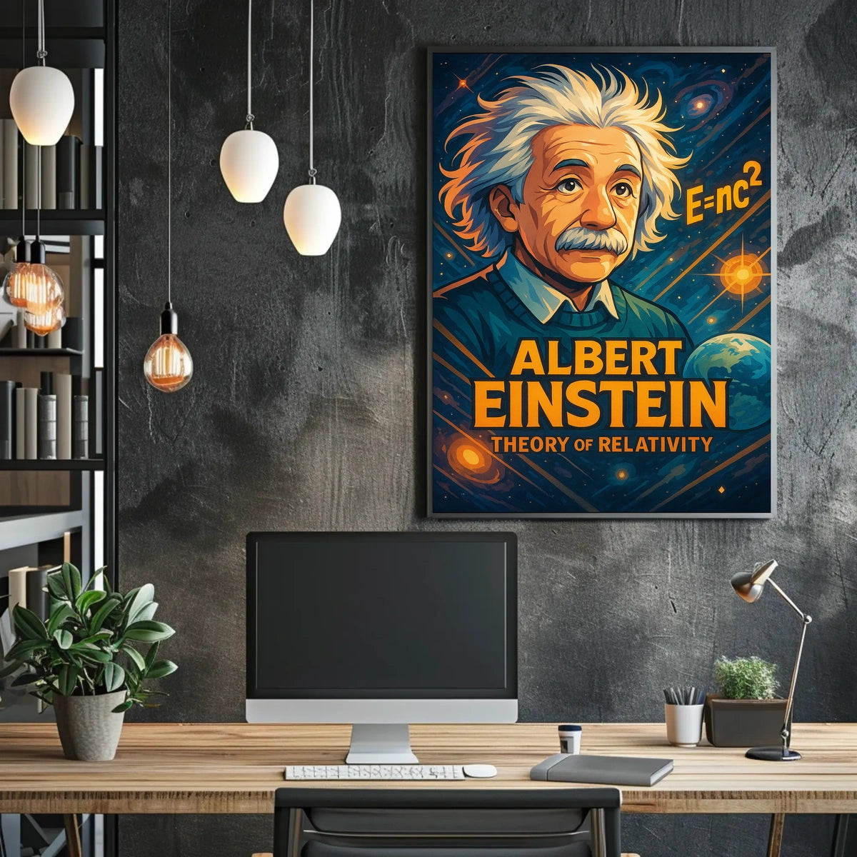 Albert Einstein Relativity Theory Vintage Scientific Art Educational Decor Poster