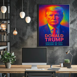 Donald Trump 45th President of the United States Neon Gradient Overlay Poster