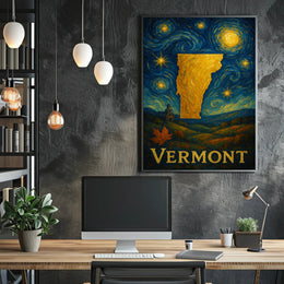 Vermont Starry Night Poster Vintage Travel Print